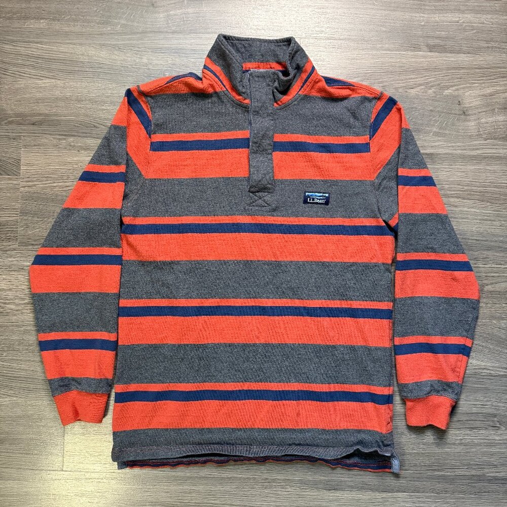 L.L. Bean Men's Lake Wash Rugby Pullover - Orange/Navy/Grey